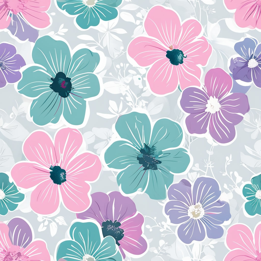 Vibrant Cheerful Pastel Floral Pattern