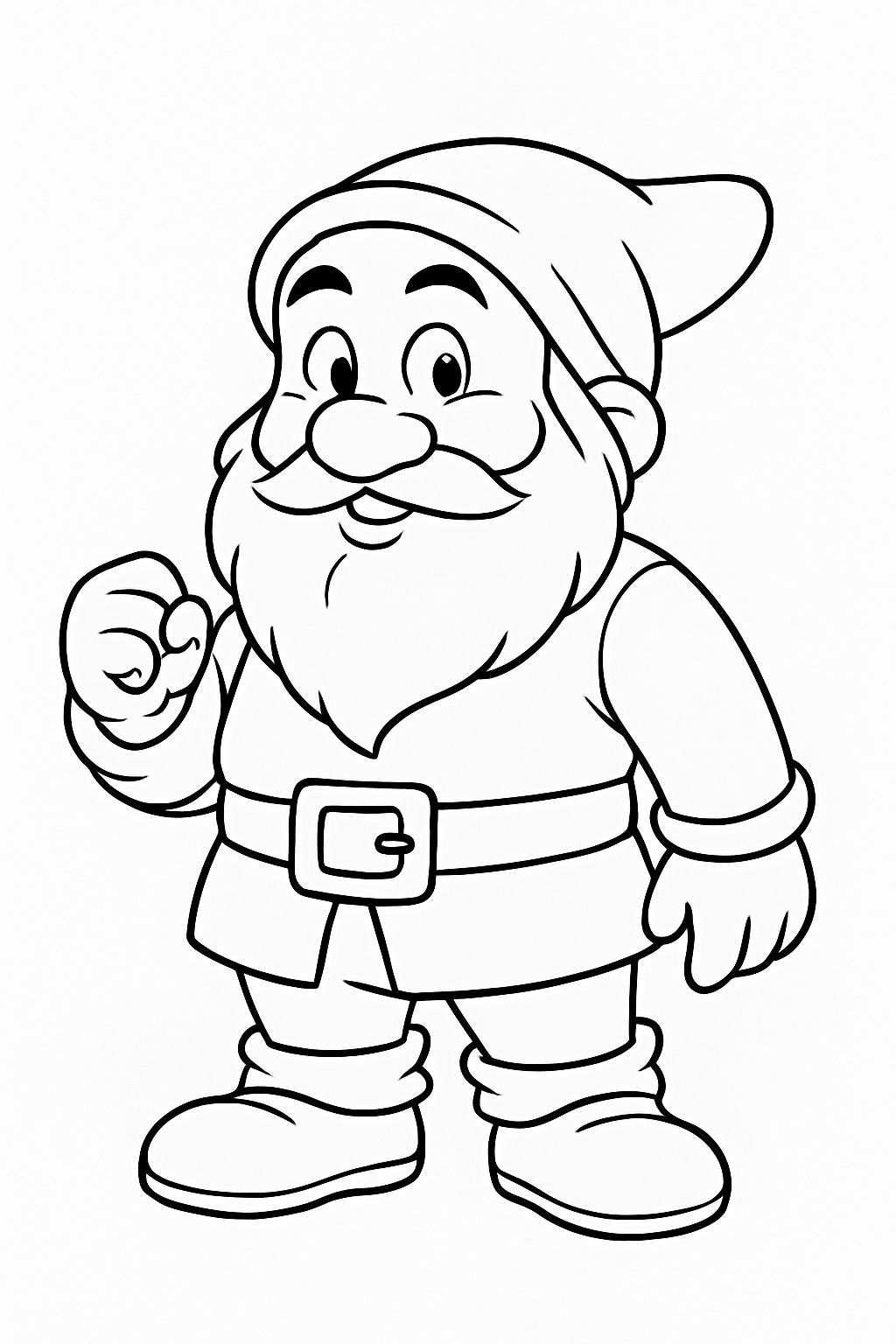 Cheerful Cartoon Gnome Line Drawing for Coloring Book Pages