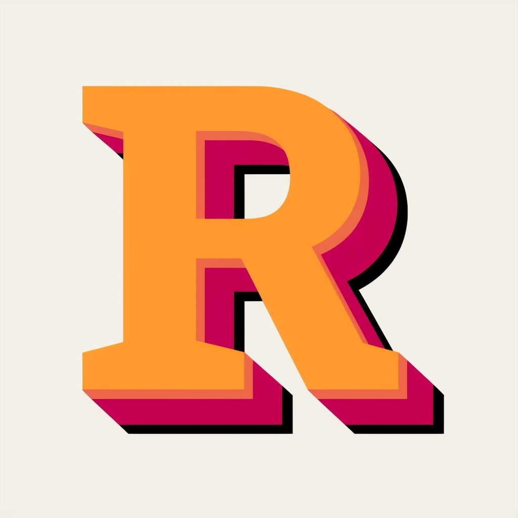 Retro Velocity Rides Bold R Logo Design with Colorful Outlines Monogram
