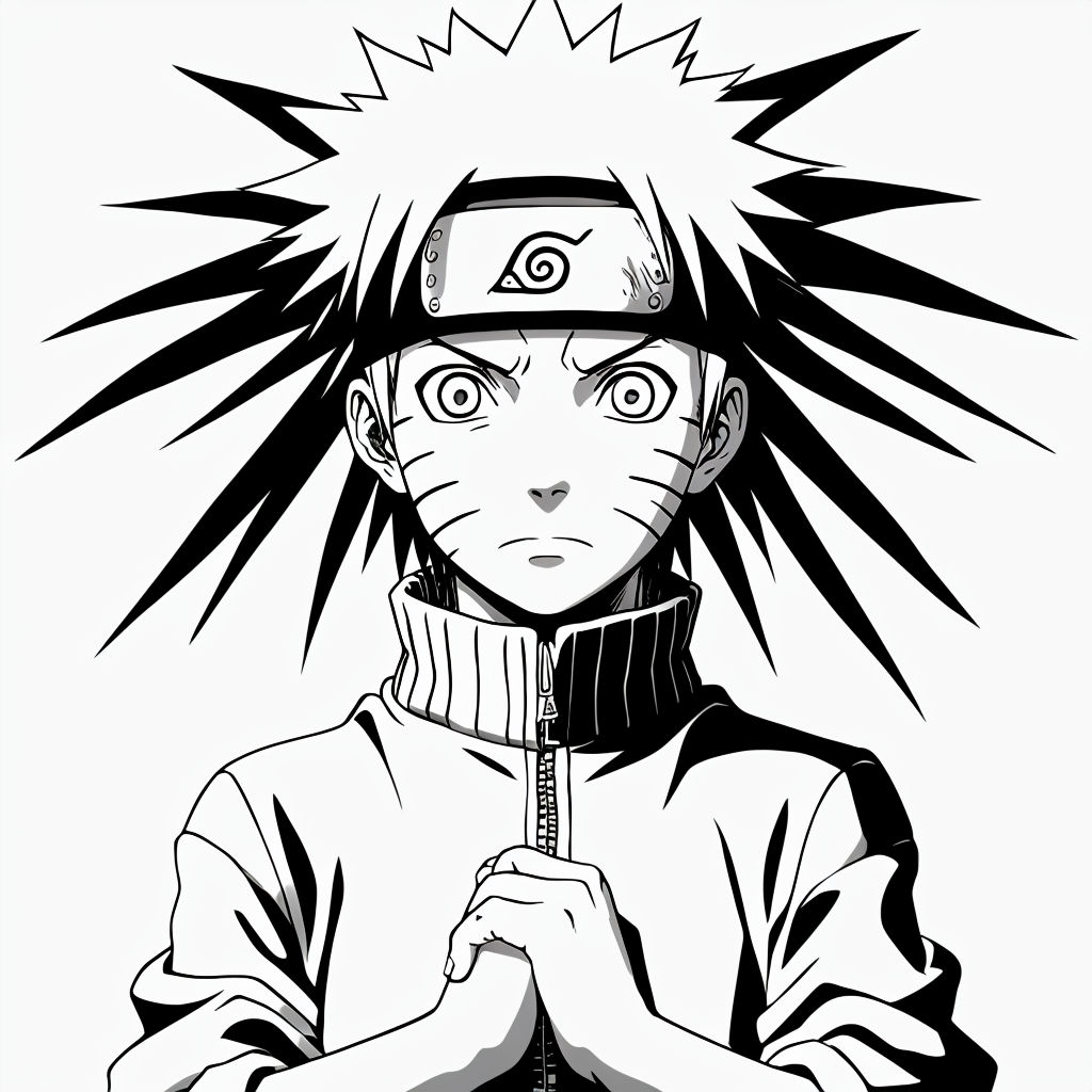 Black and White Naruto Uzumaki Line Drawing Art - Playground