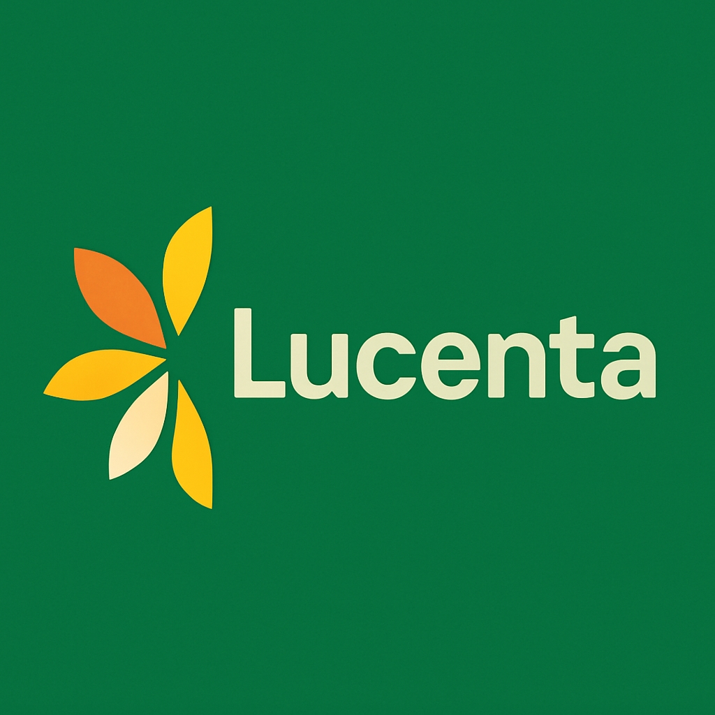 Modern Minimalist Lucenta Logo on Forest Green Background Logo