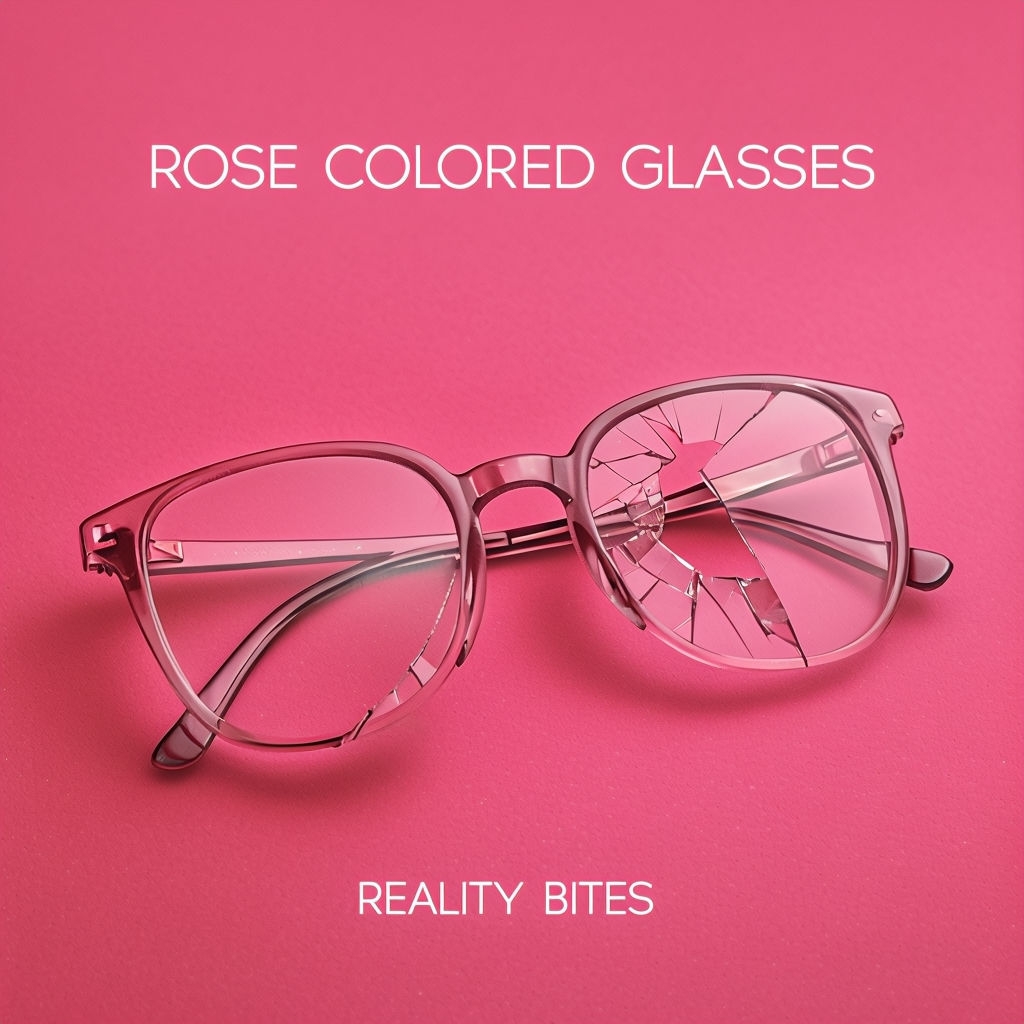 Broken Rose-Colored Glasses Minimalist Valentine's Day Album Cover