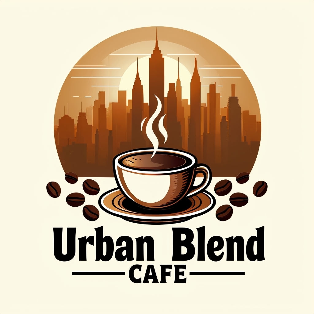 Modern Urban Blend Cafe Logo with Coffee Cup and Skyline - Playground