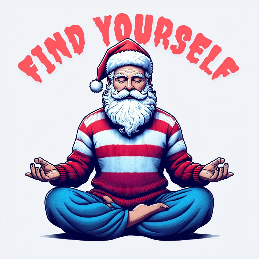 Meditative Santa Claus Illustration with Inspirational Text Poster