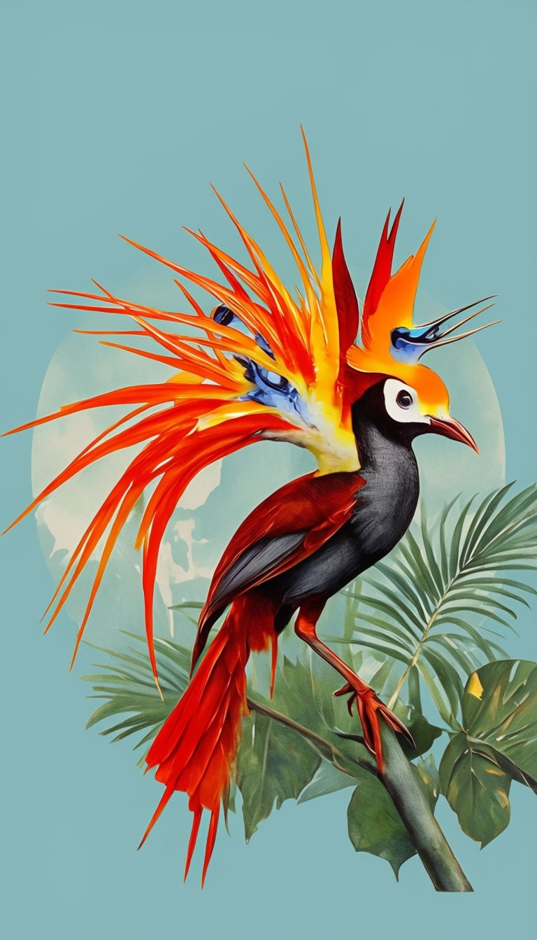 Vibrant Bird of Paradise Illustration for Eco-Friendly Phone Case Cover