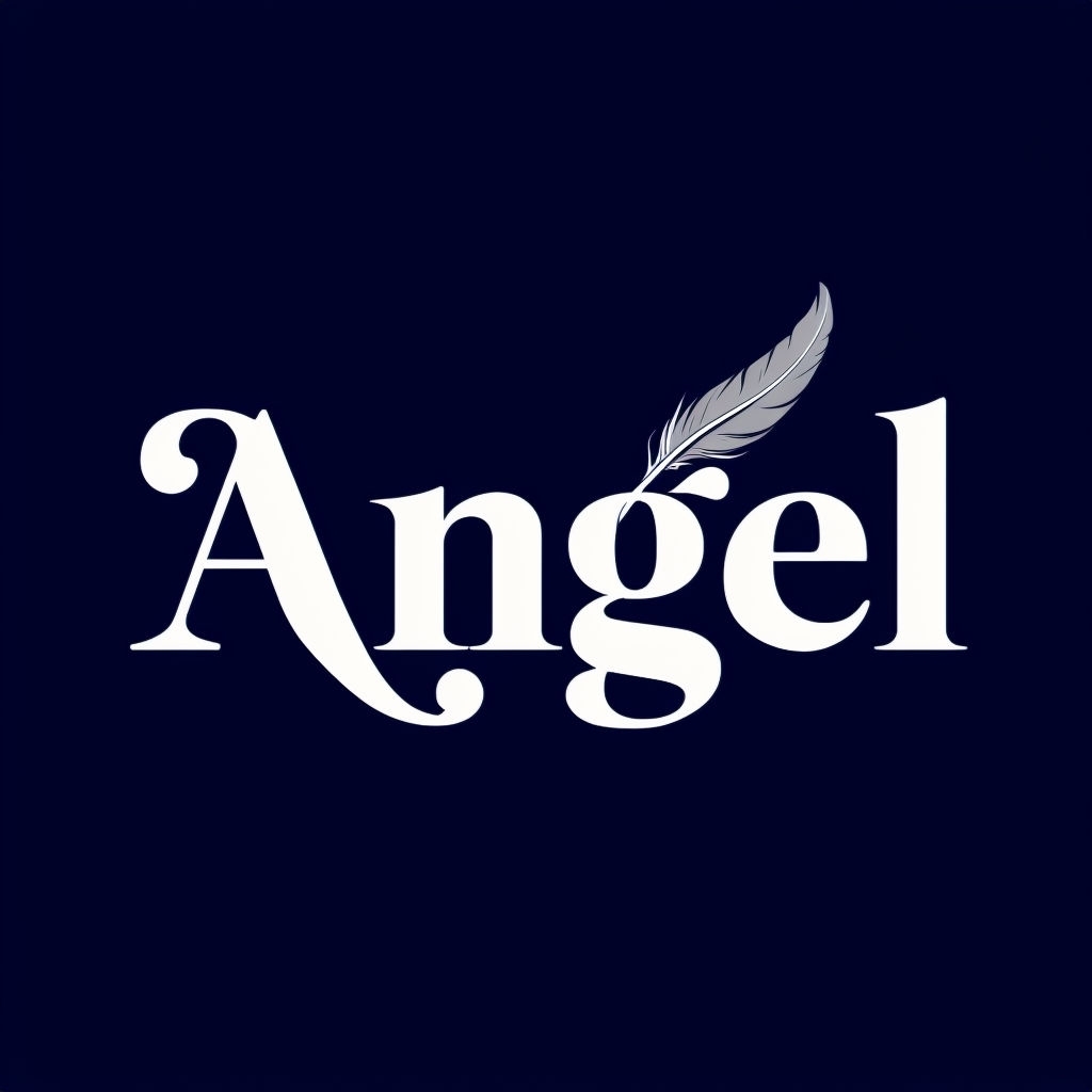 Elegant Minimalist Angel Logo Design with Feather Accent