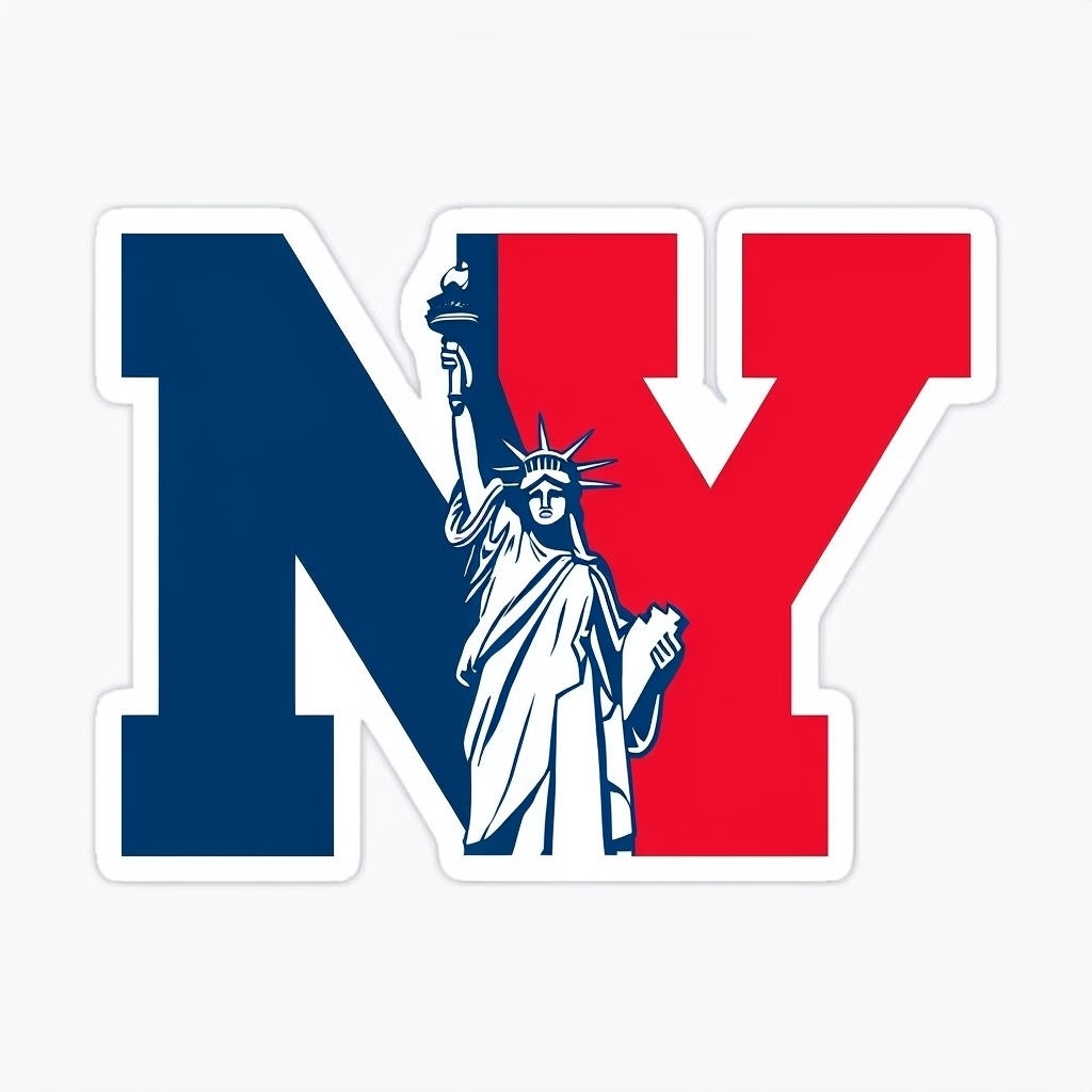 Patriotic NY Letters with Statue of Liberty Vector Sticker