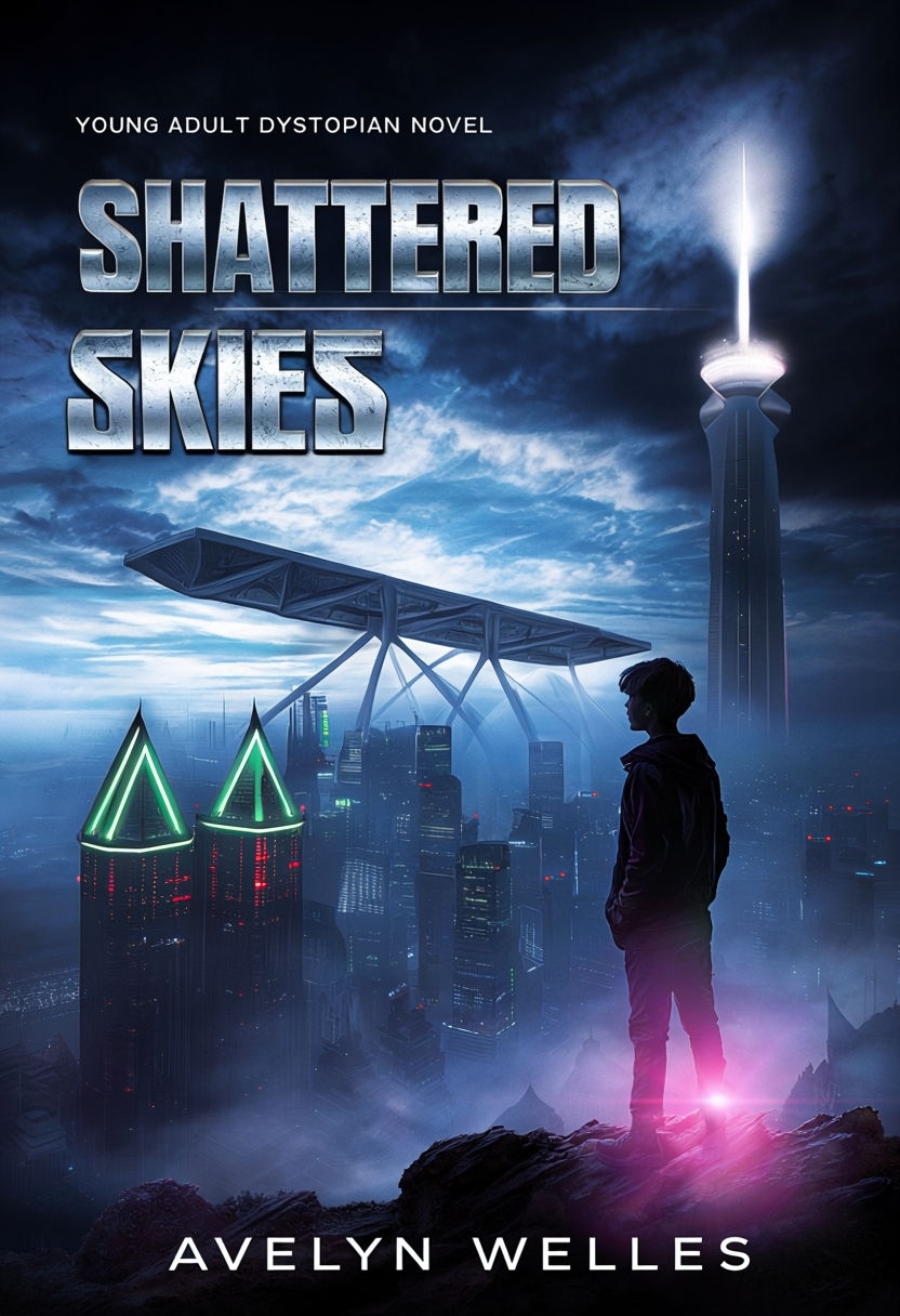 Dramatic Shattered Skies Dystopian Novel EBook Cover Design