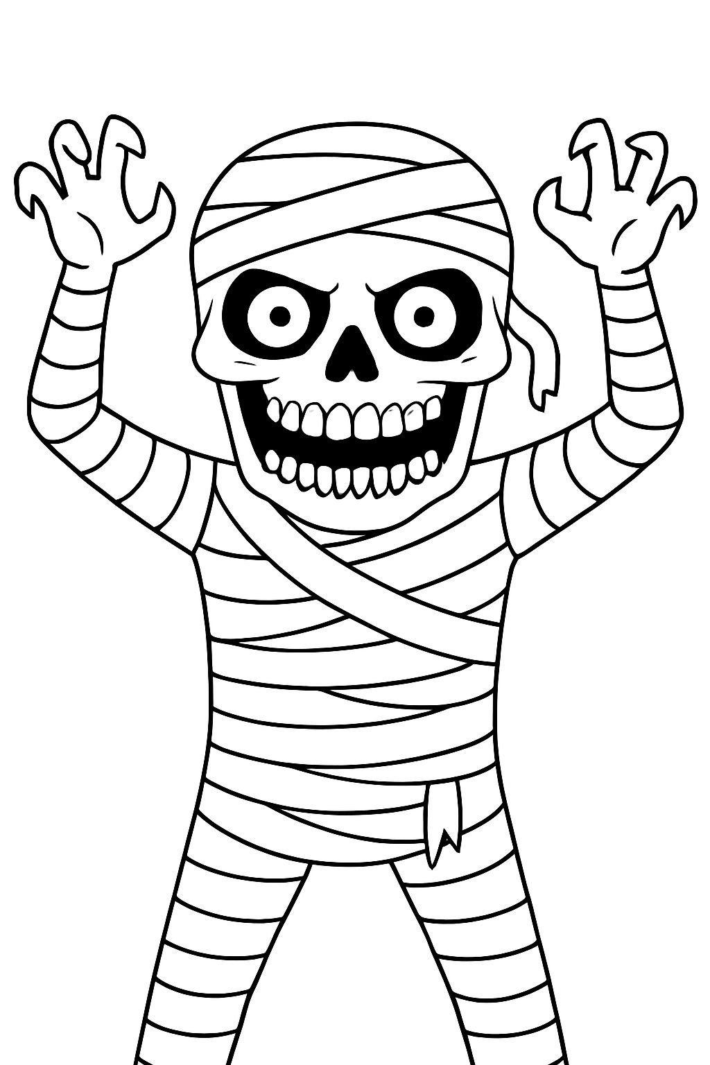 Eerie Cartoon Mummy Illustration Perfect for Halloween Coloring Book Pages