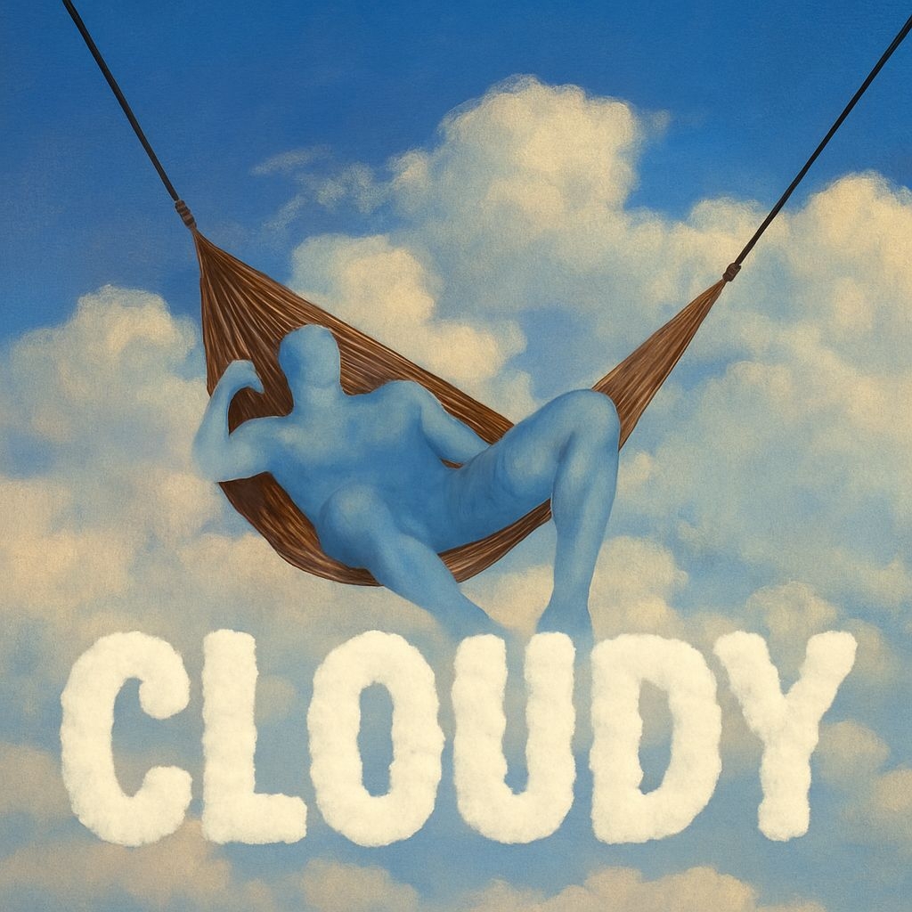 Ethereal Blue Humanoid in Dreamy Hammock Scene Album Cover