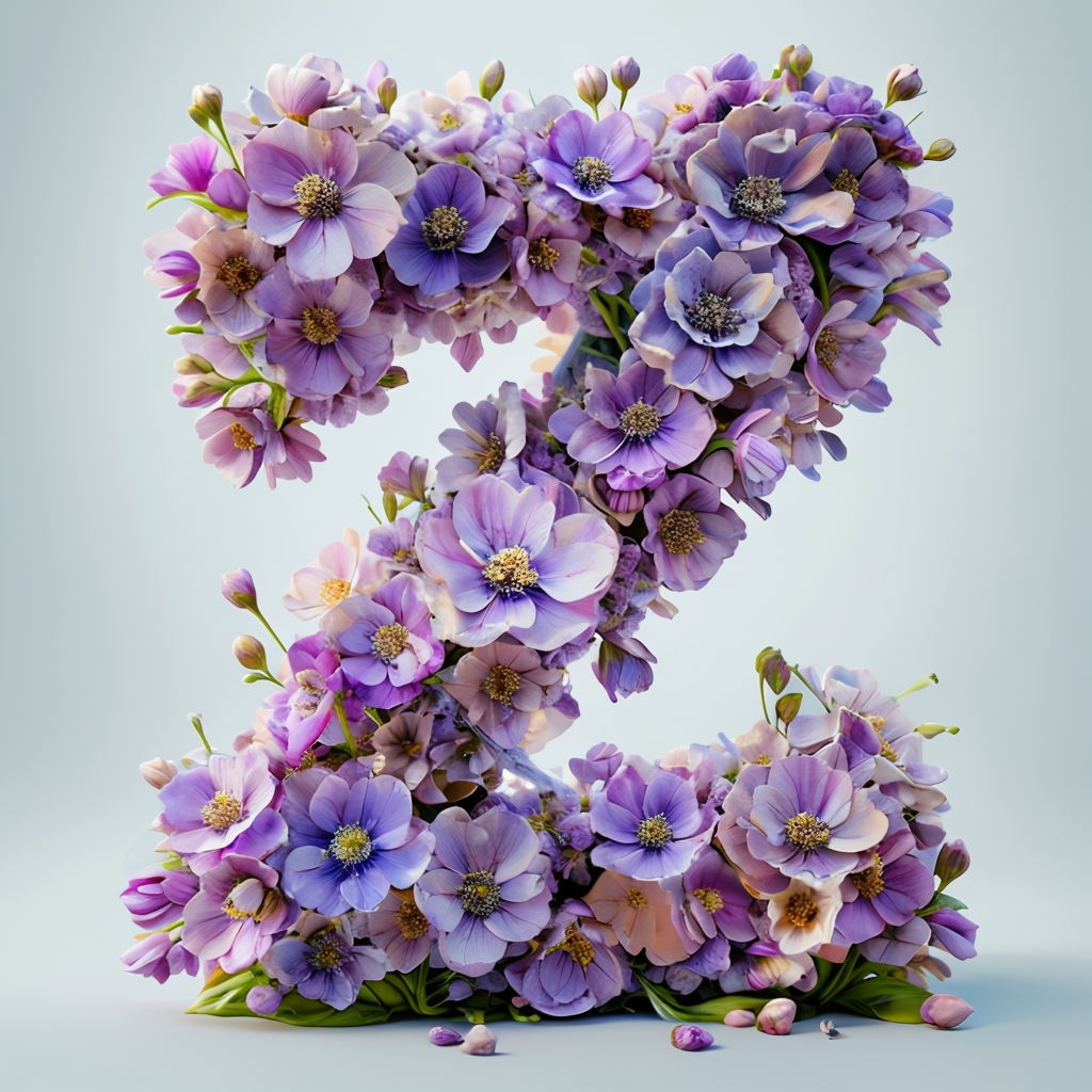 Lavender Floral Letter Z Digital Artwork Print Monogram