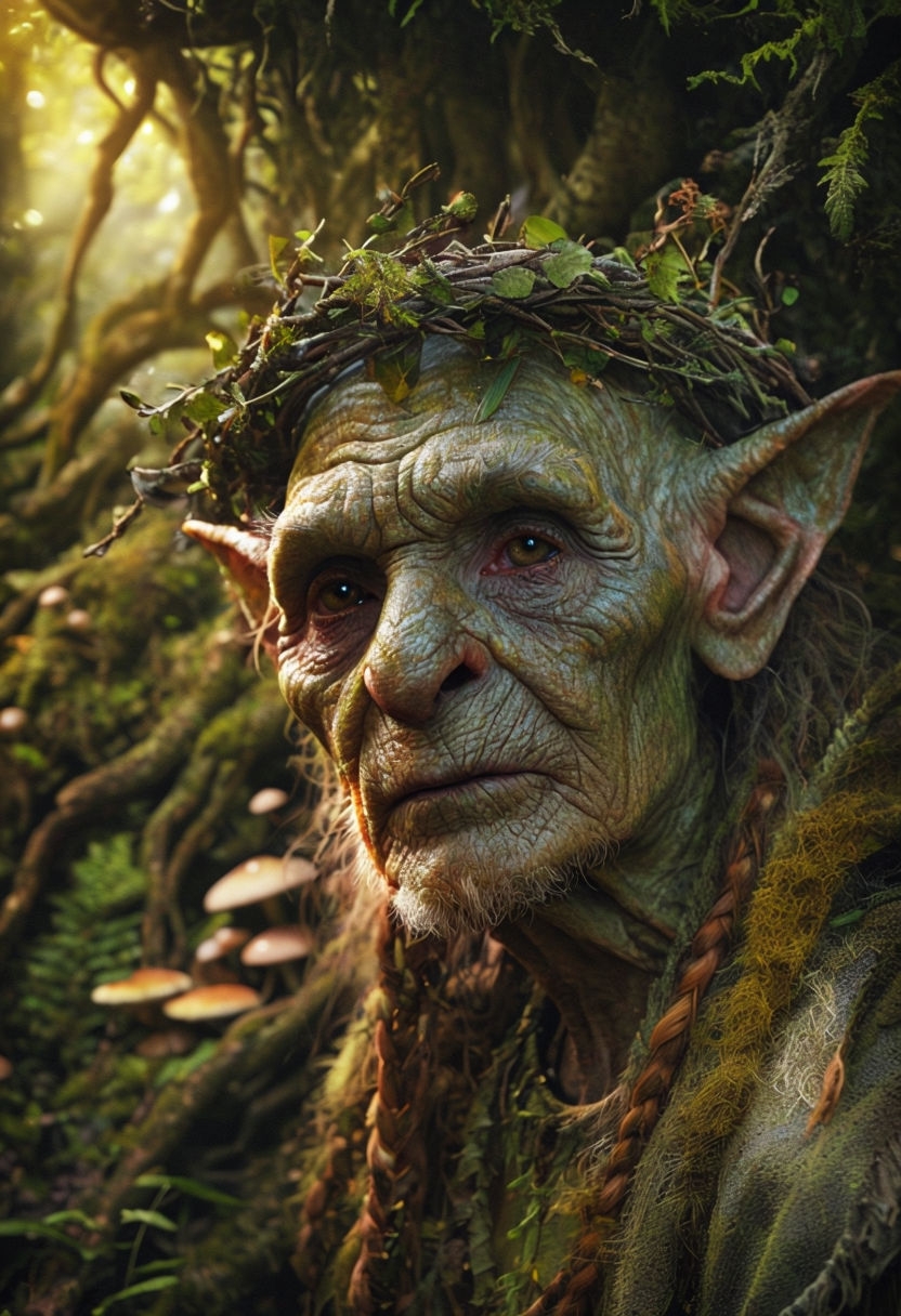 Elderly Woodland Goblin with Mystical Glow Art