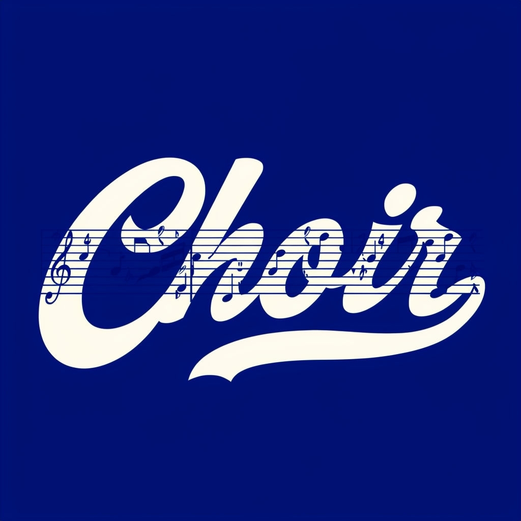 Energetic Choir Typography Design with Musical Staff Pattern Art