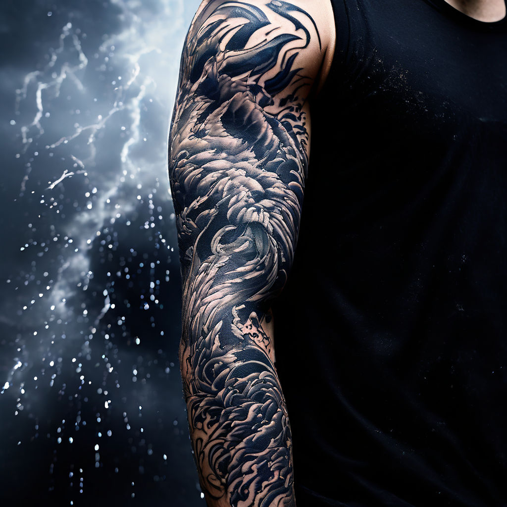 sleeve tattoo of Welsh dragon standing up