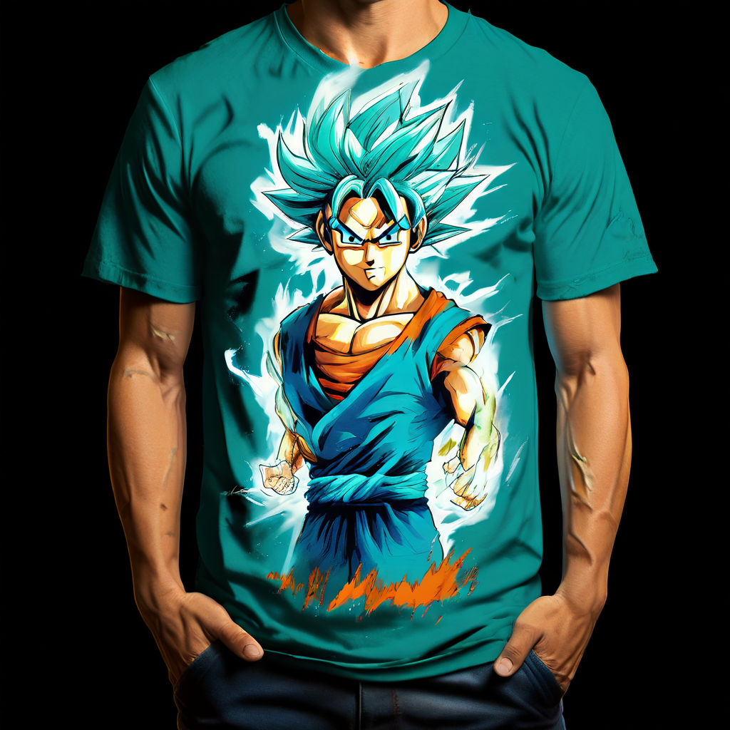 Goku going super saiyan with teal green K on shirt by Rob Salinas ...