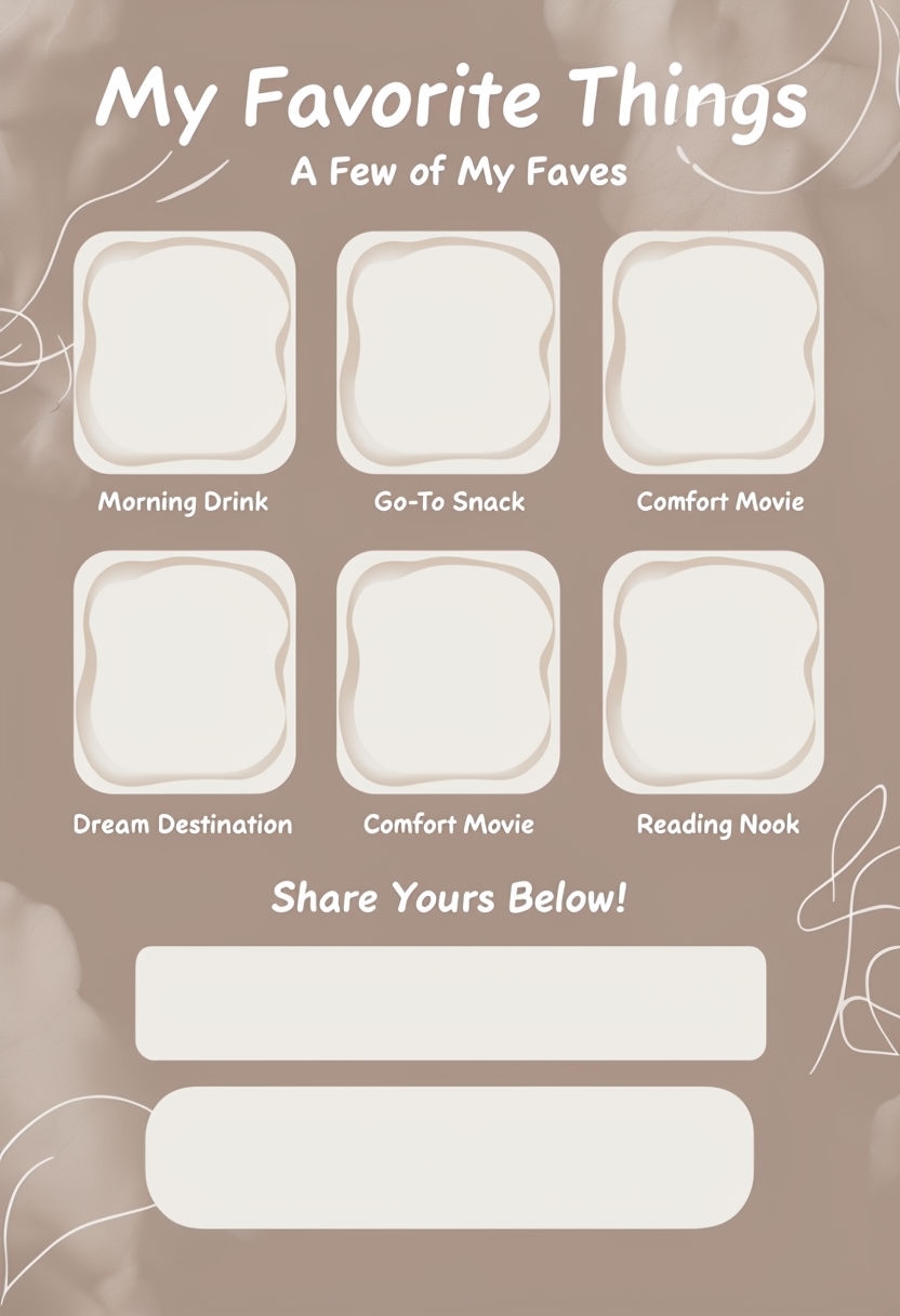 Warm and Inviting Social Media Post Template for Favorites Sharing