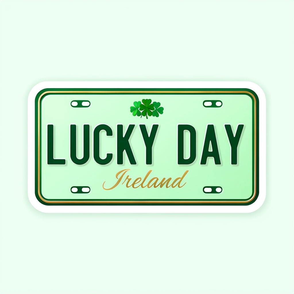 Cheerful St. Patrick's Day Lucky Day License Plate Sticker