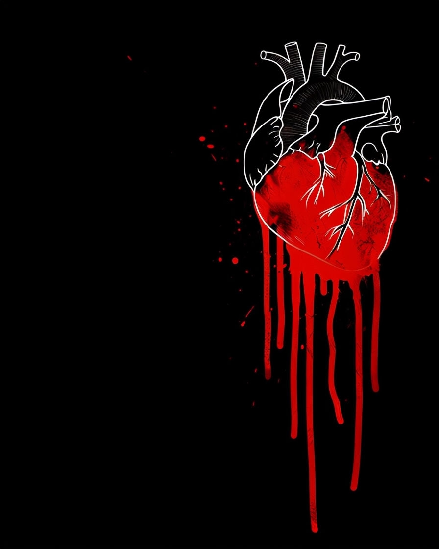 Minimalist Red Dripping Heart Abstract Art T-Shirt
