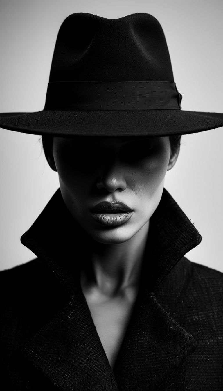 Dramatic Black and White Portrait of a Mysterious Figure Art