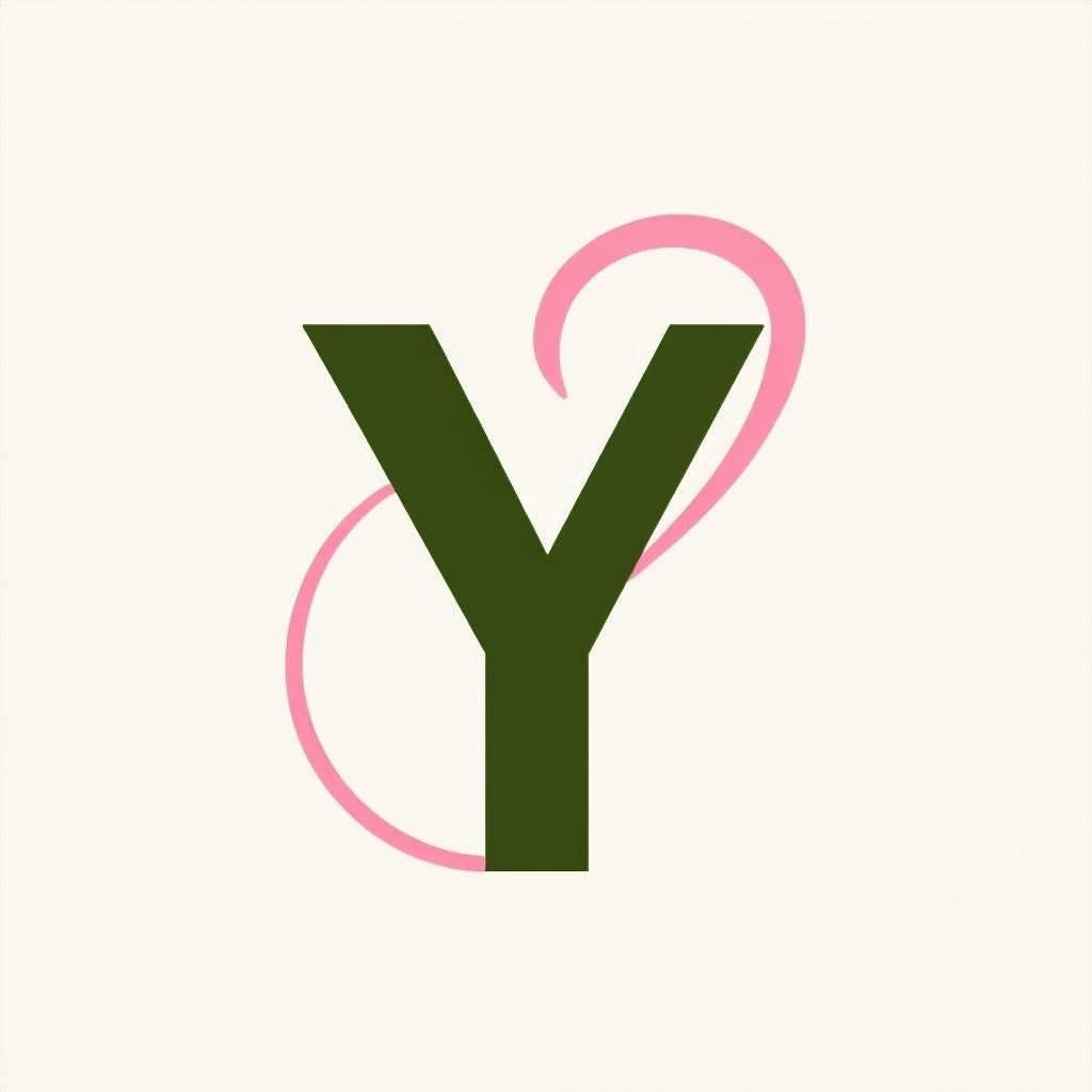 Elegant Minimalist Y Monogram Design in Olive Green and Blush Pink Monogram