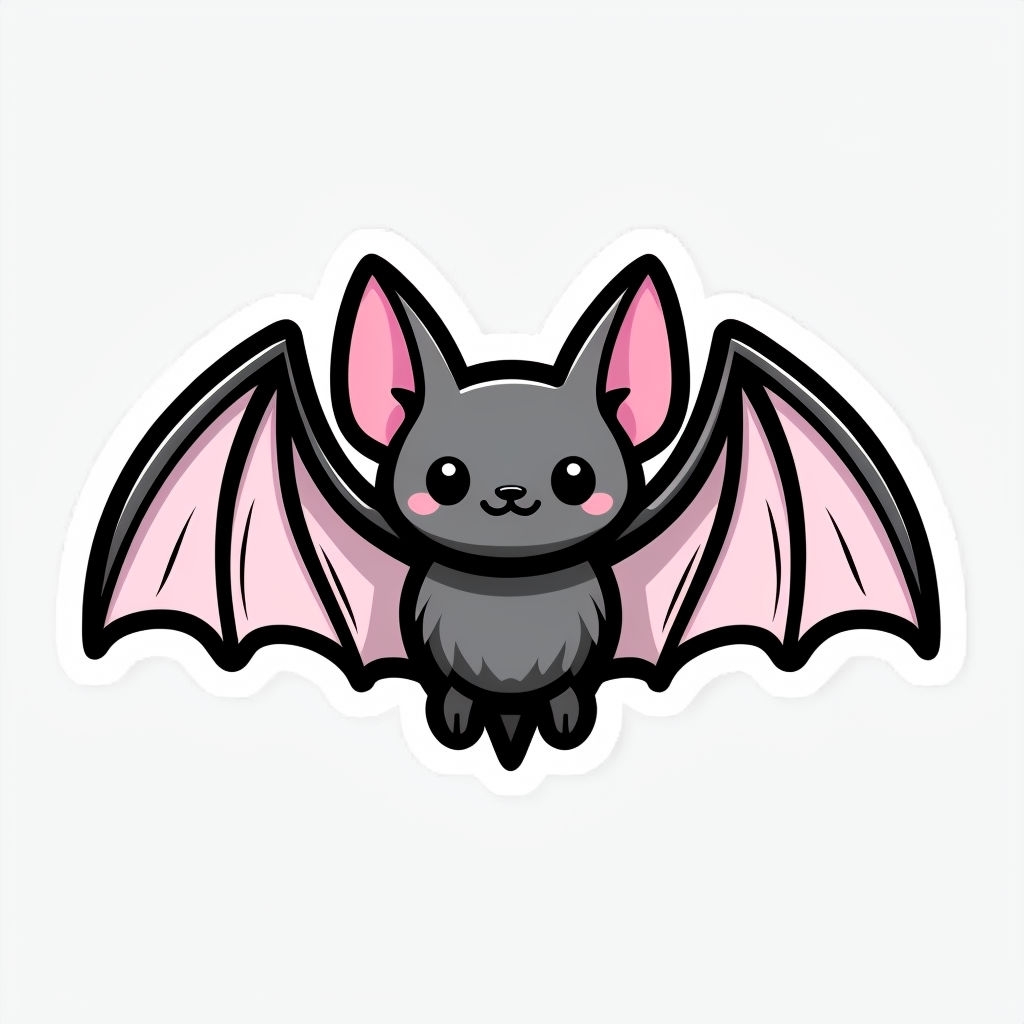 Cute Kawaii Cartoon Bat Illustration Sticker