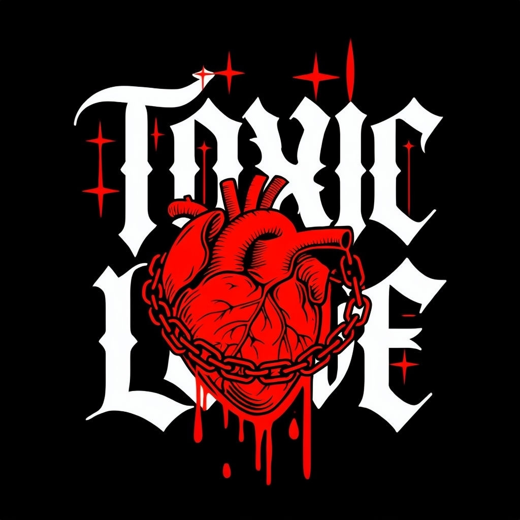 Bold Toxic Love Gothic Typography T-Shirt Design