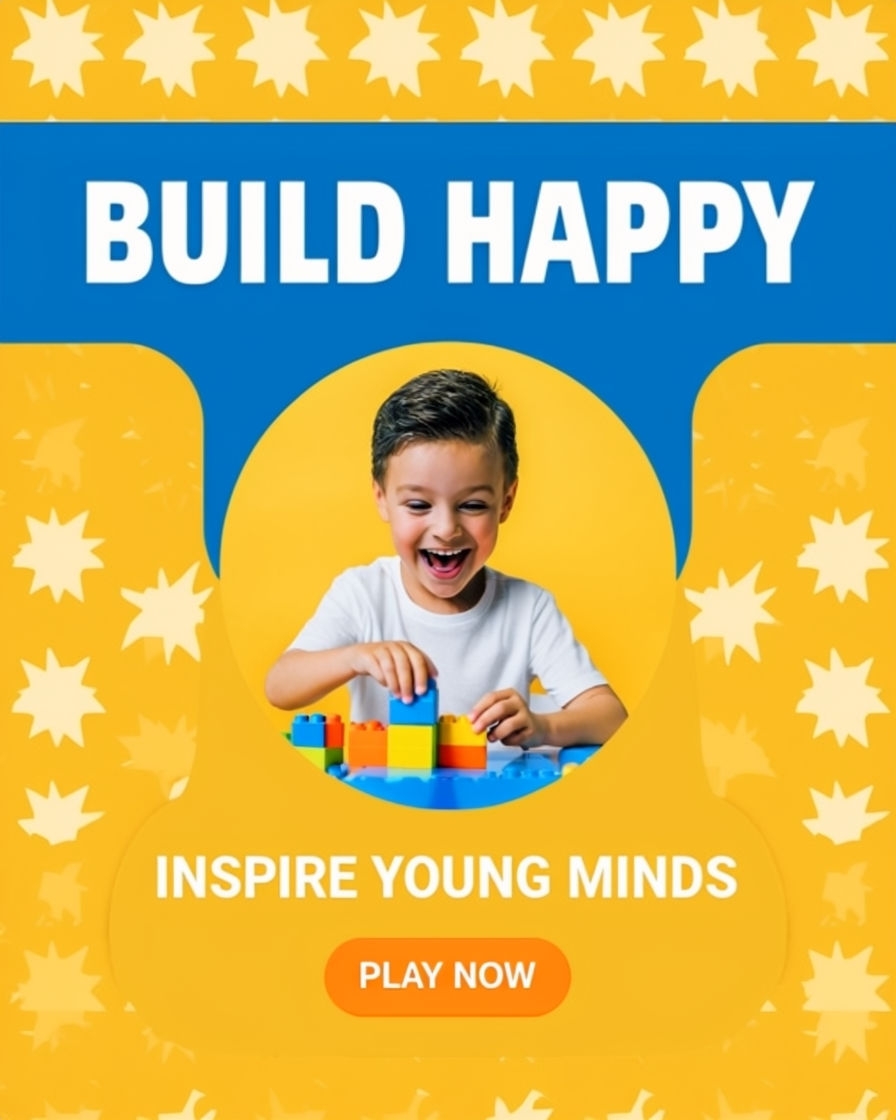 Joyful Kids Building Blocks Advertisement with Bright Colors Ads
