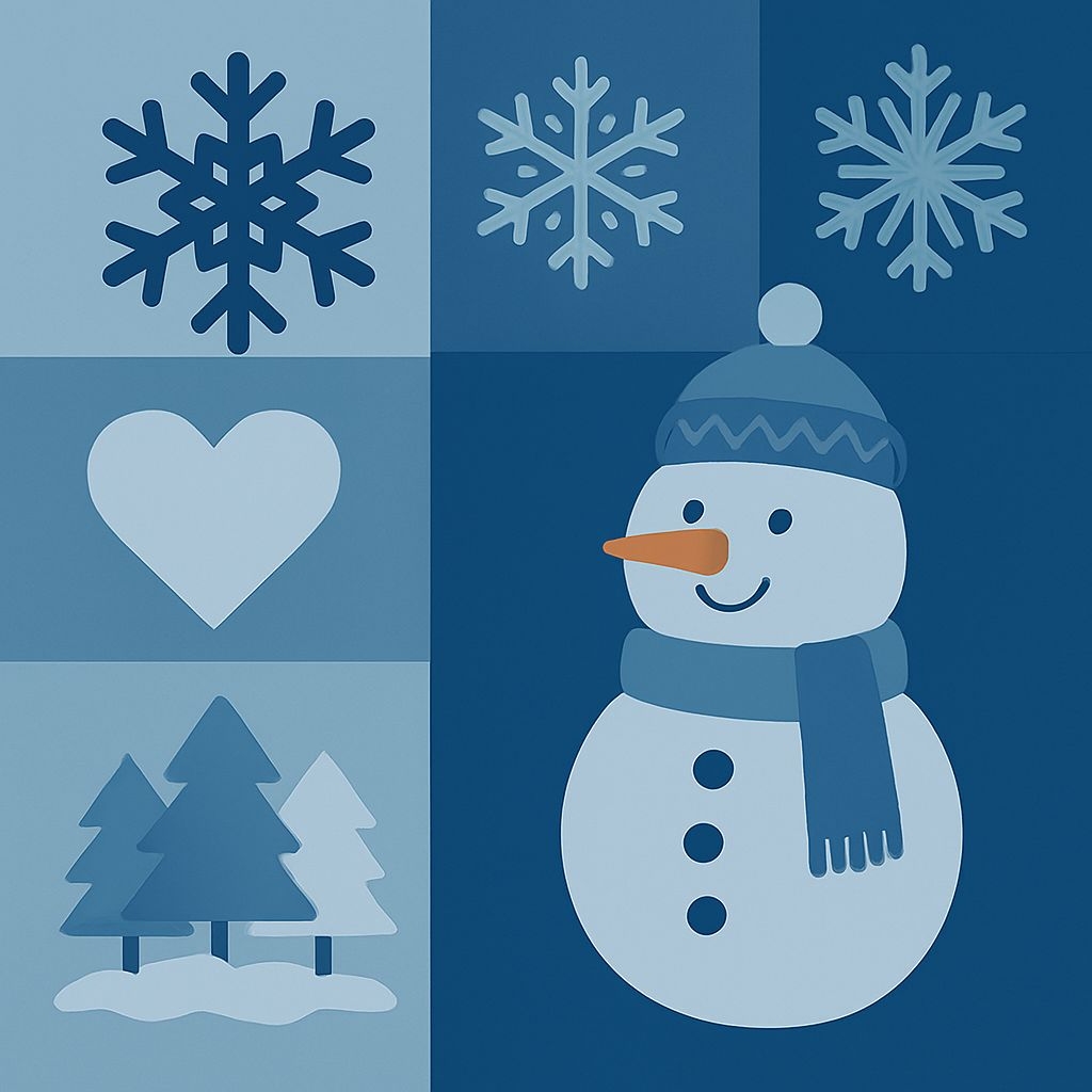 Cheerful Snowman and Winter Elements Pattern Design Seamless Pattern