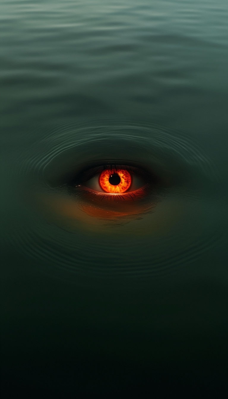 Luminous Eye Reflection on Dark Still Water Mobile Wallpaper