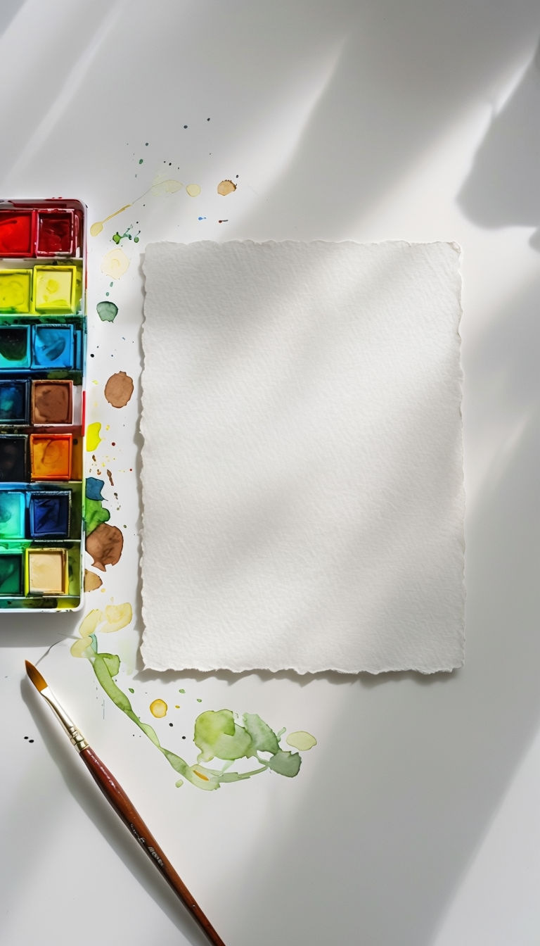 Artistic Watercolor Handmade Paper Mockup