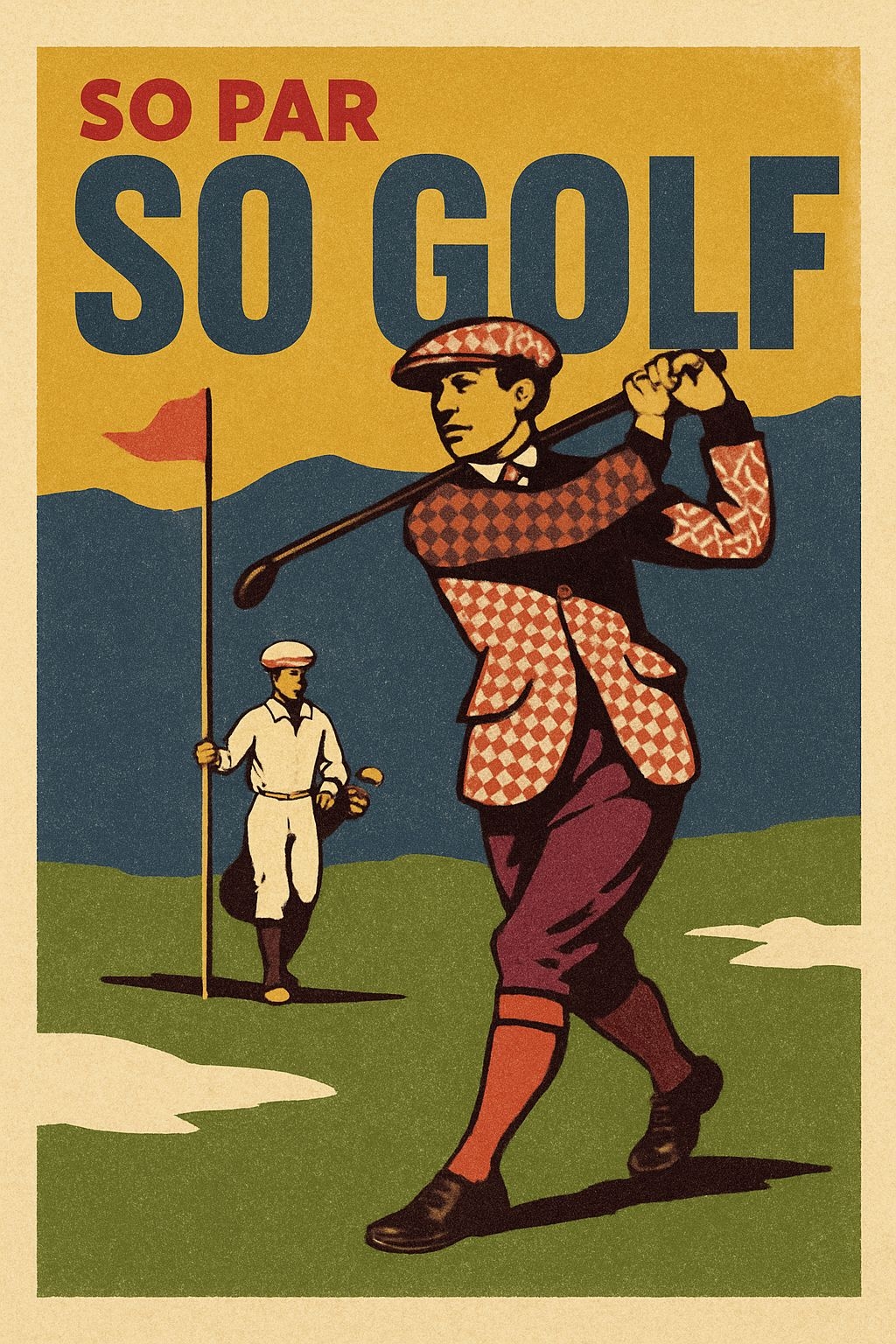 Vintage Golf Swing Illustration with Classic Style Poster