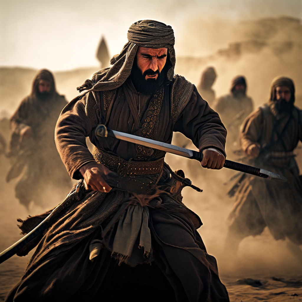 The Caliph of Muslims fights with the sword in battle in des... by ...