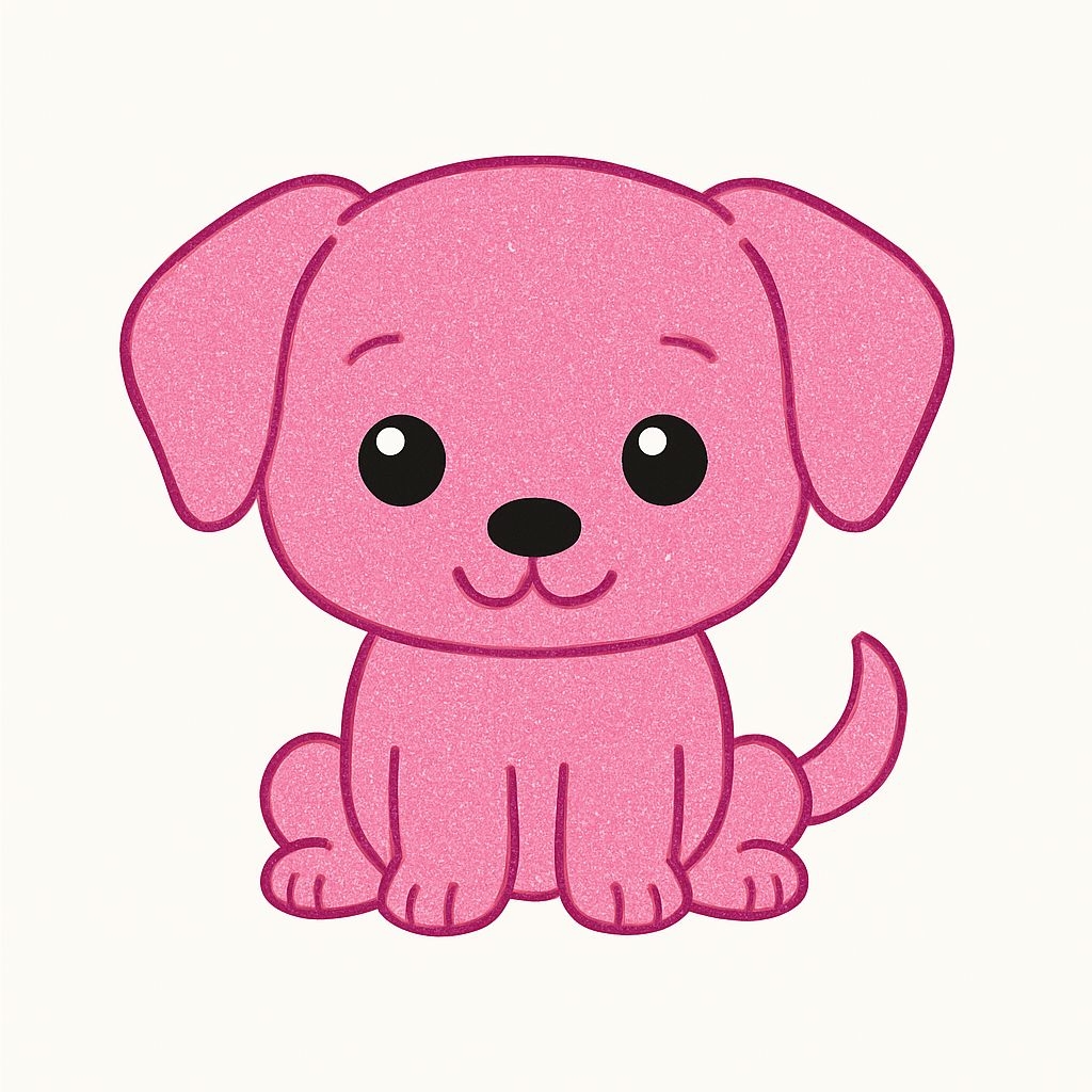 Adorable Pink Puppy Cartoon Illustration Sticker