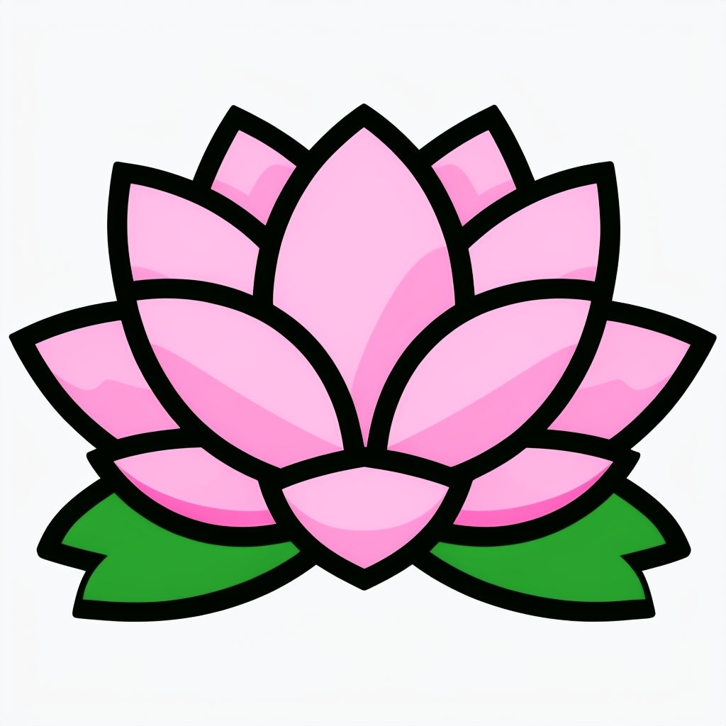 Colorful Cartoon Lotus Flower Icon Illustration Sticker