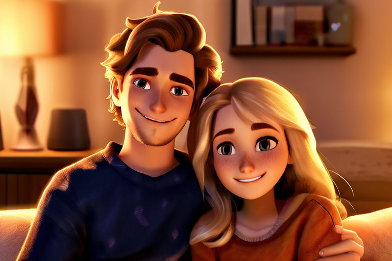 An animated-style image depicting Erik and his girlfriend Li... by ...