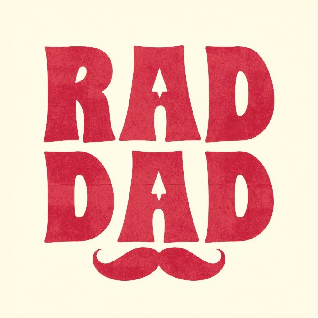 Rad Dad Retro Logo with Mustache Graphic T-Shirt