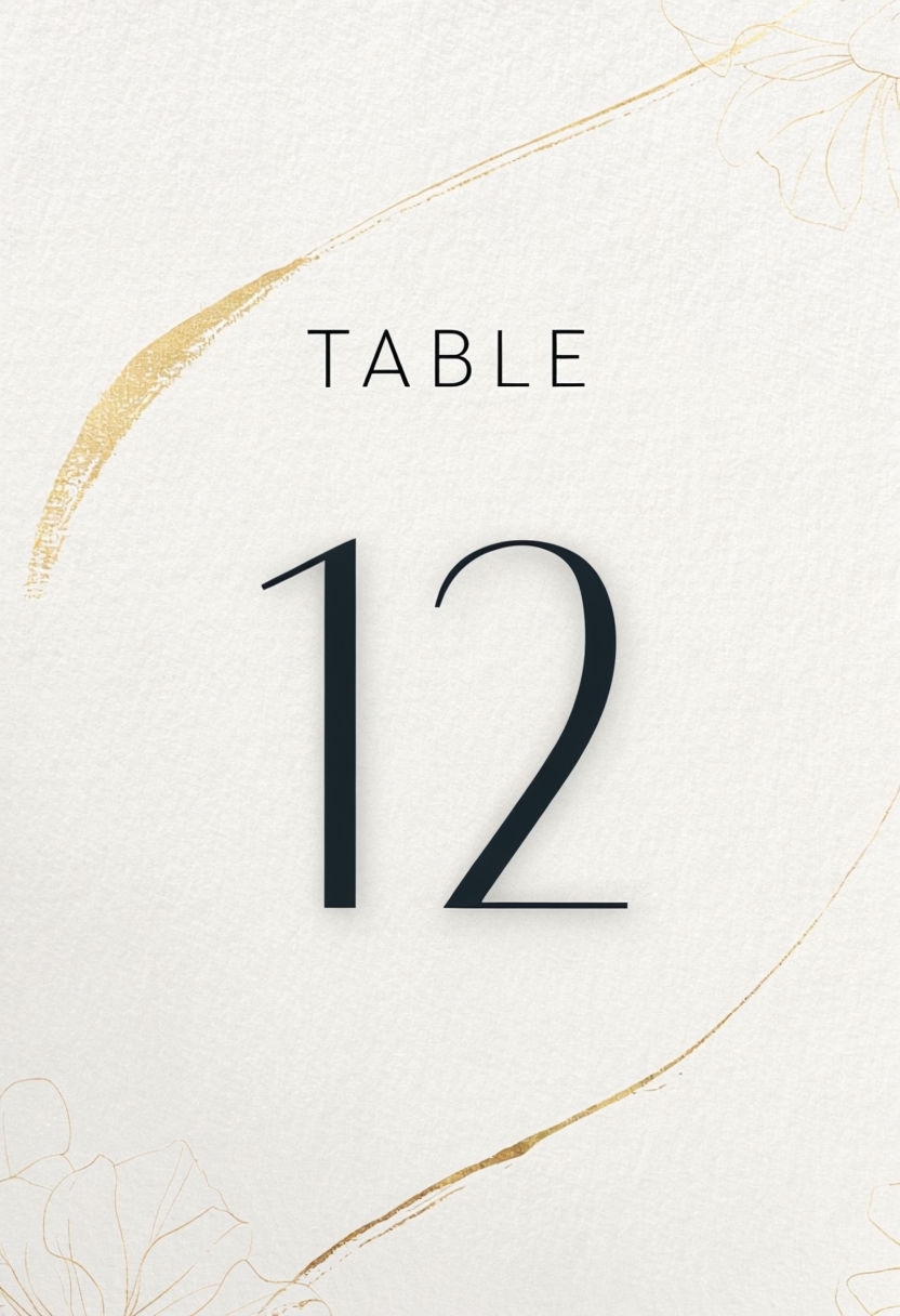 Elegant Gold Accents Minimalist Table Number Sign Design Event Sign