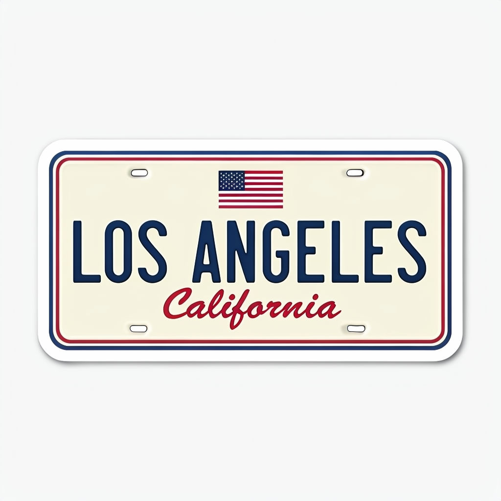 Patriotic California License Plate Design Sticker