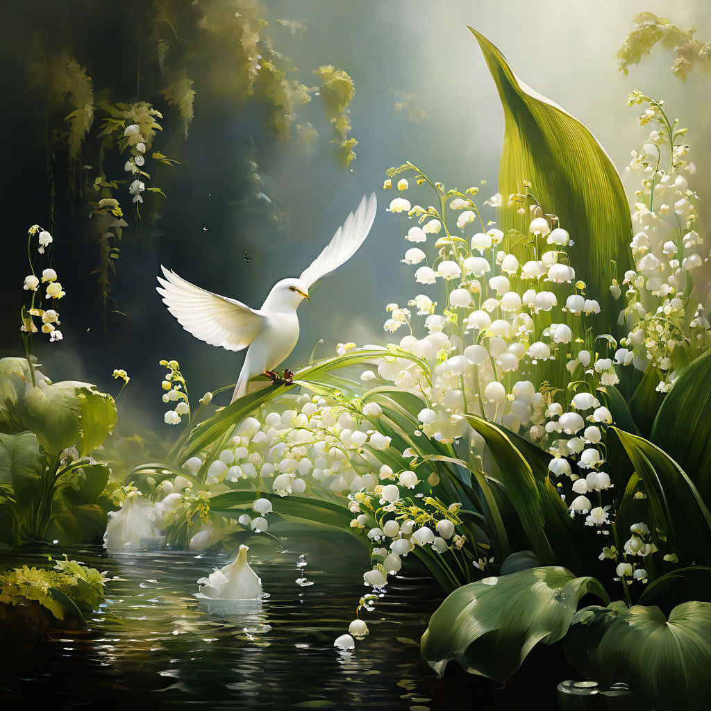Prompt: The lily of the valley and the bird of the air