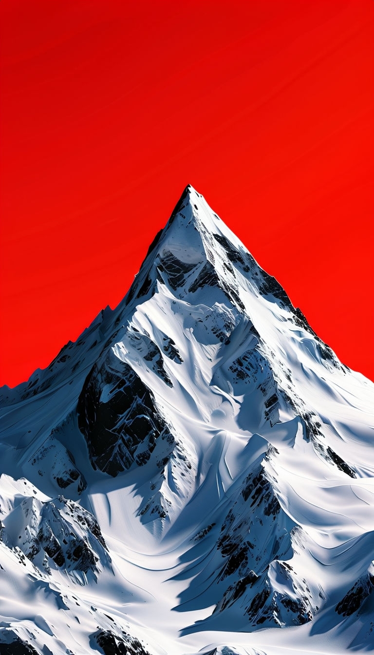 Vivid Red Abstract Mountain Peak Digital Art Phone Case Cover