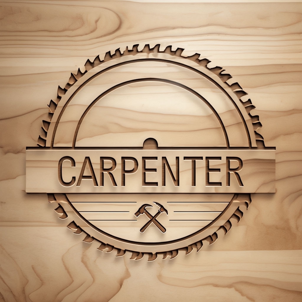 Engraved Wood Effect Carpenter Logo Design with Saw Blade and Tools ...