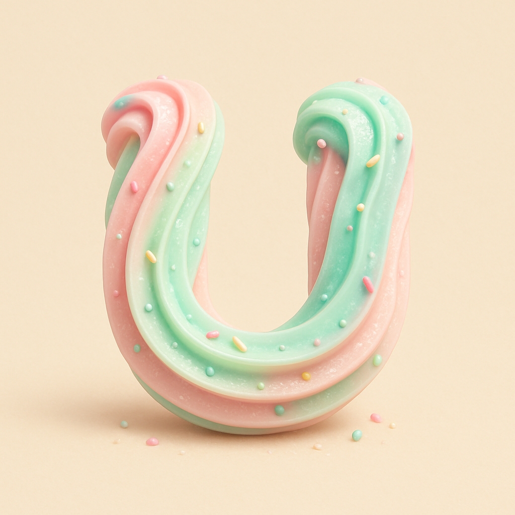 Playful Ice Cream Sundae 'U' Monogram Design Sticker