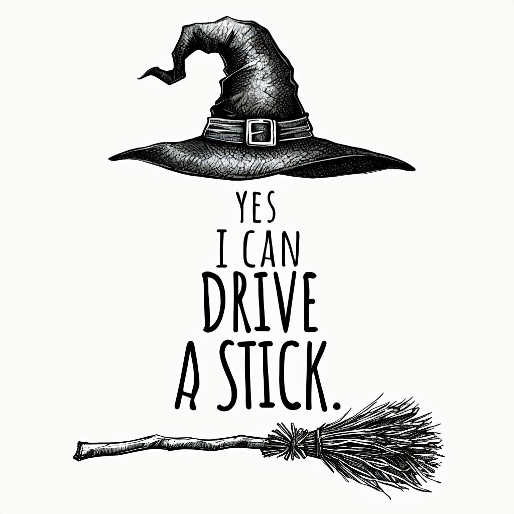 Whimsical Witch Hat and Broom with Humorous Typography Mug