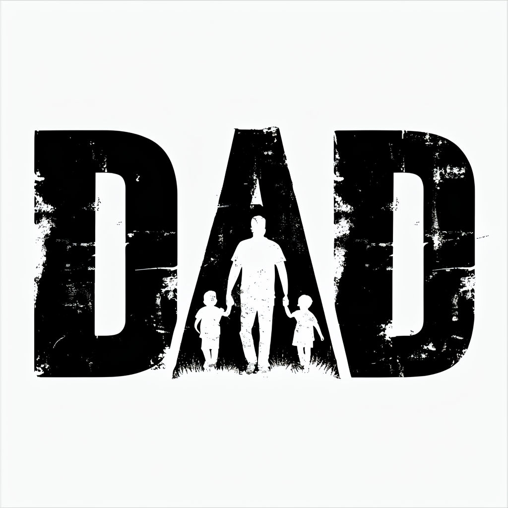 Stylized DAD Family Scene Graphic T-Shirt