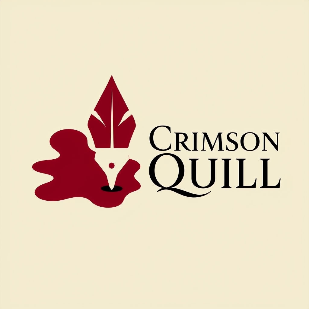 Sophisticated Crimson Quill Logo Design for Boutique Publisher