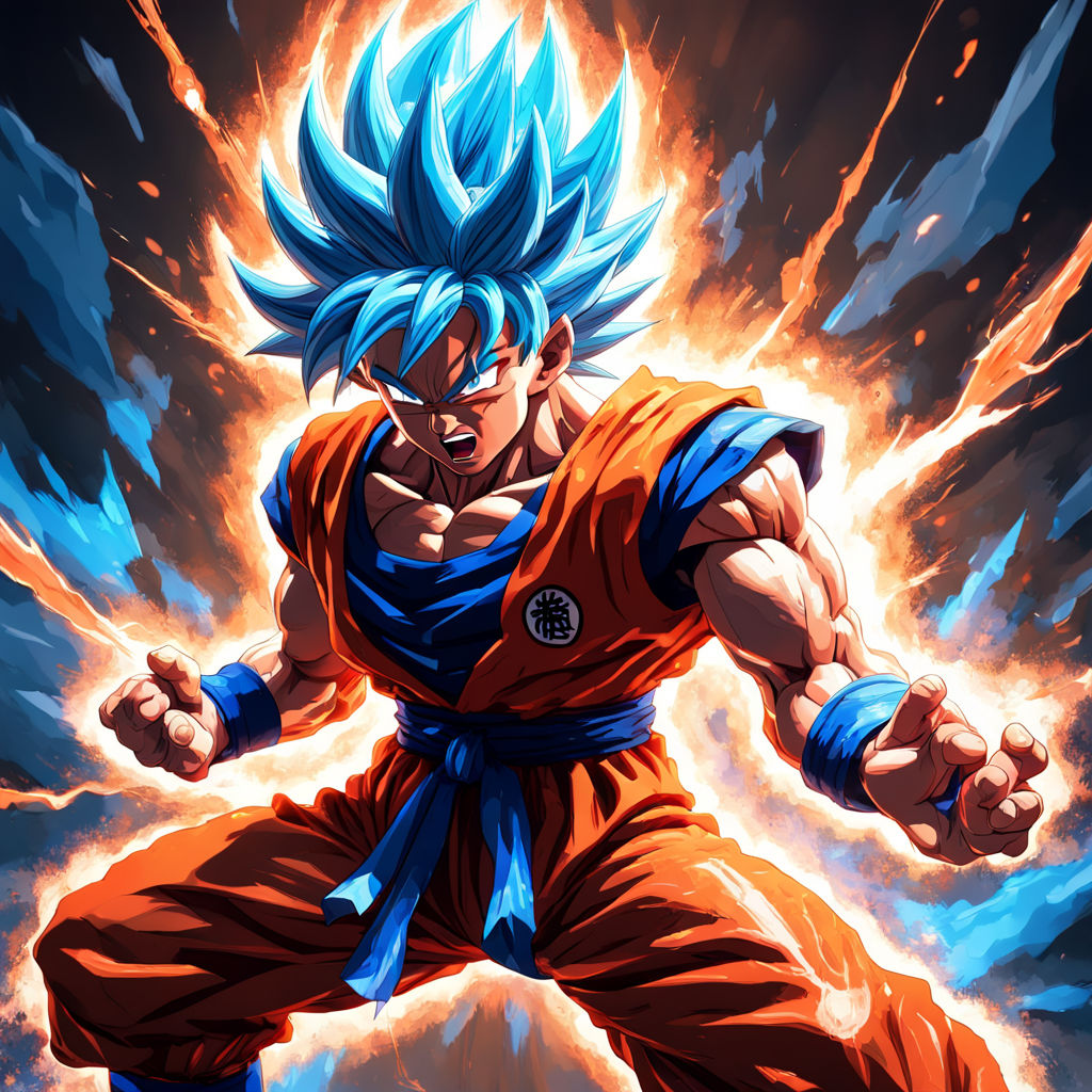 Goku Superstar Blue Kaioken X1 by Cristian Rodriguez - Playground