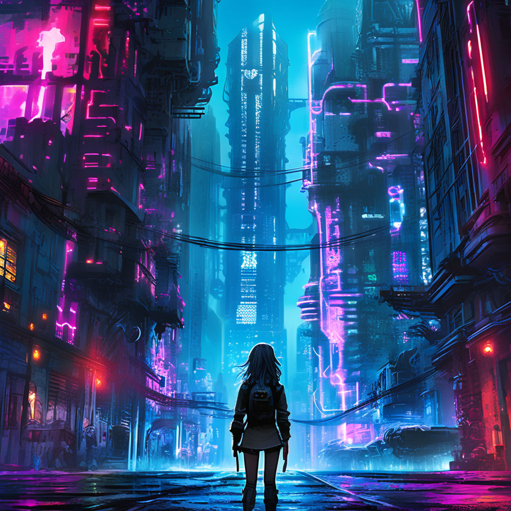 Cyberpunk city with backlit skyscrapers by op vent - Playground