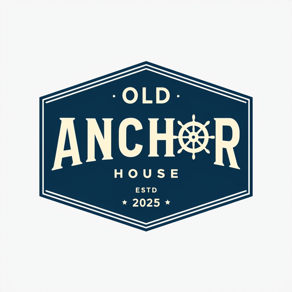 Vintage Nautical Old Anchor House Logo Design