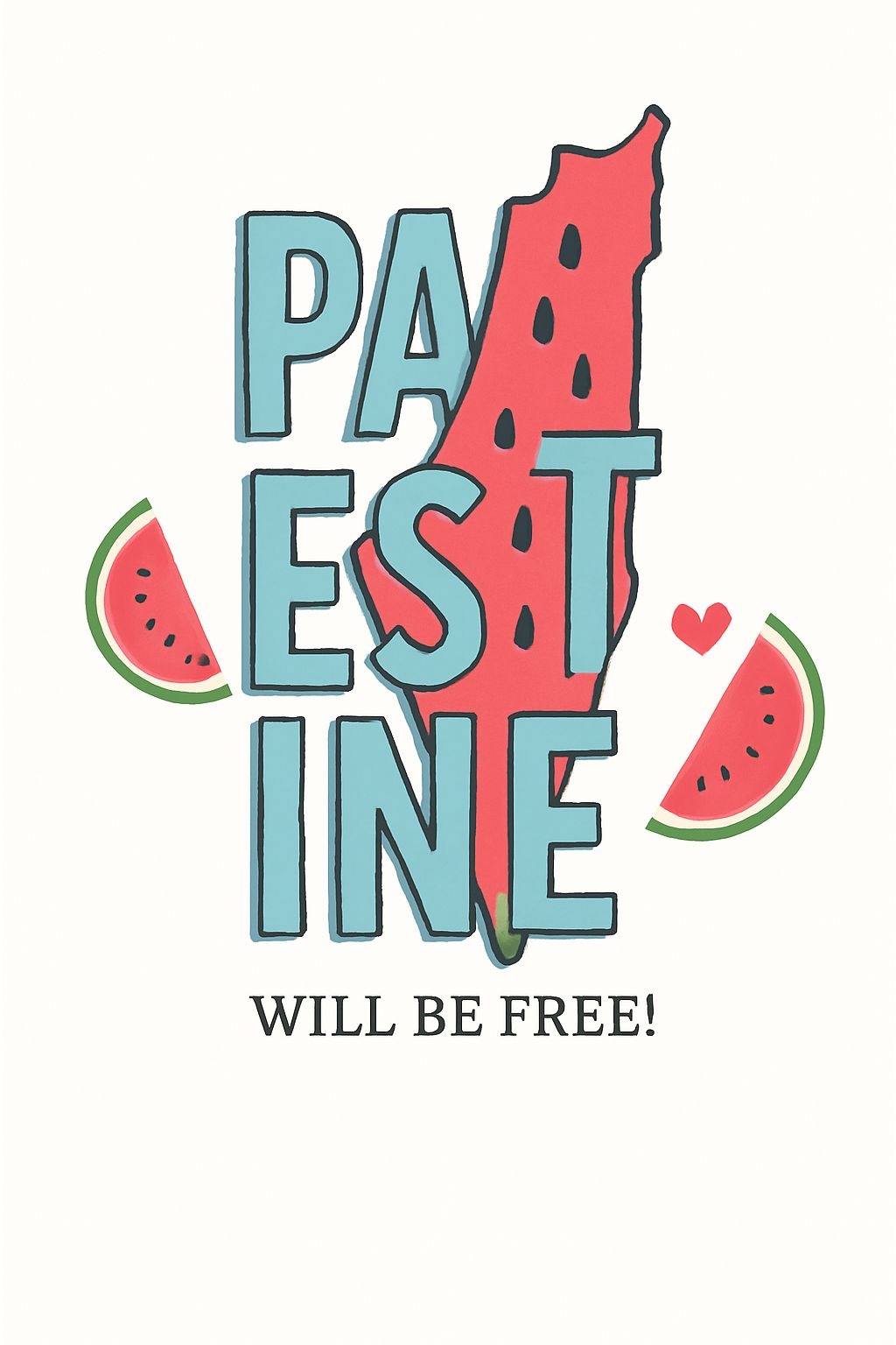 Vibrant Palestine Map and Watermelon T-Shirt Design