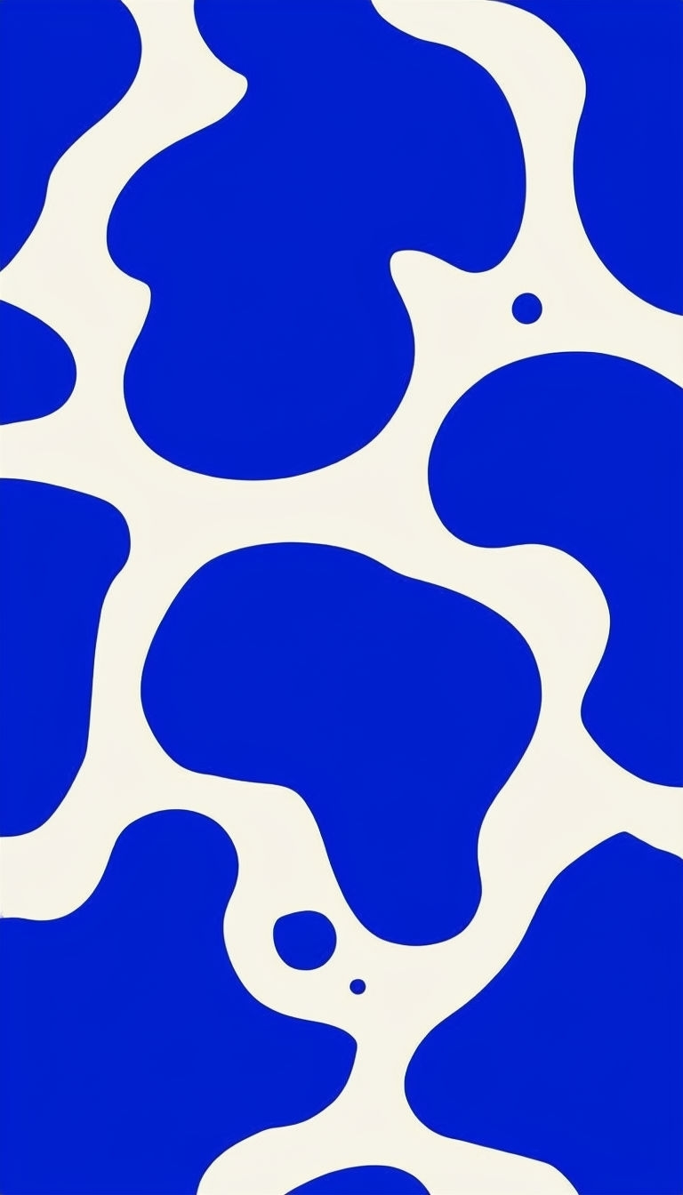 Dynamic Blue Abstract Shapes on Cream Background Phone Case Cover